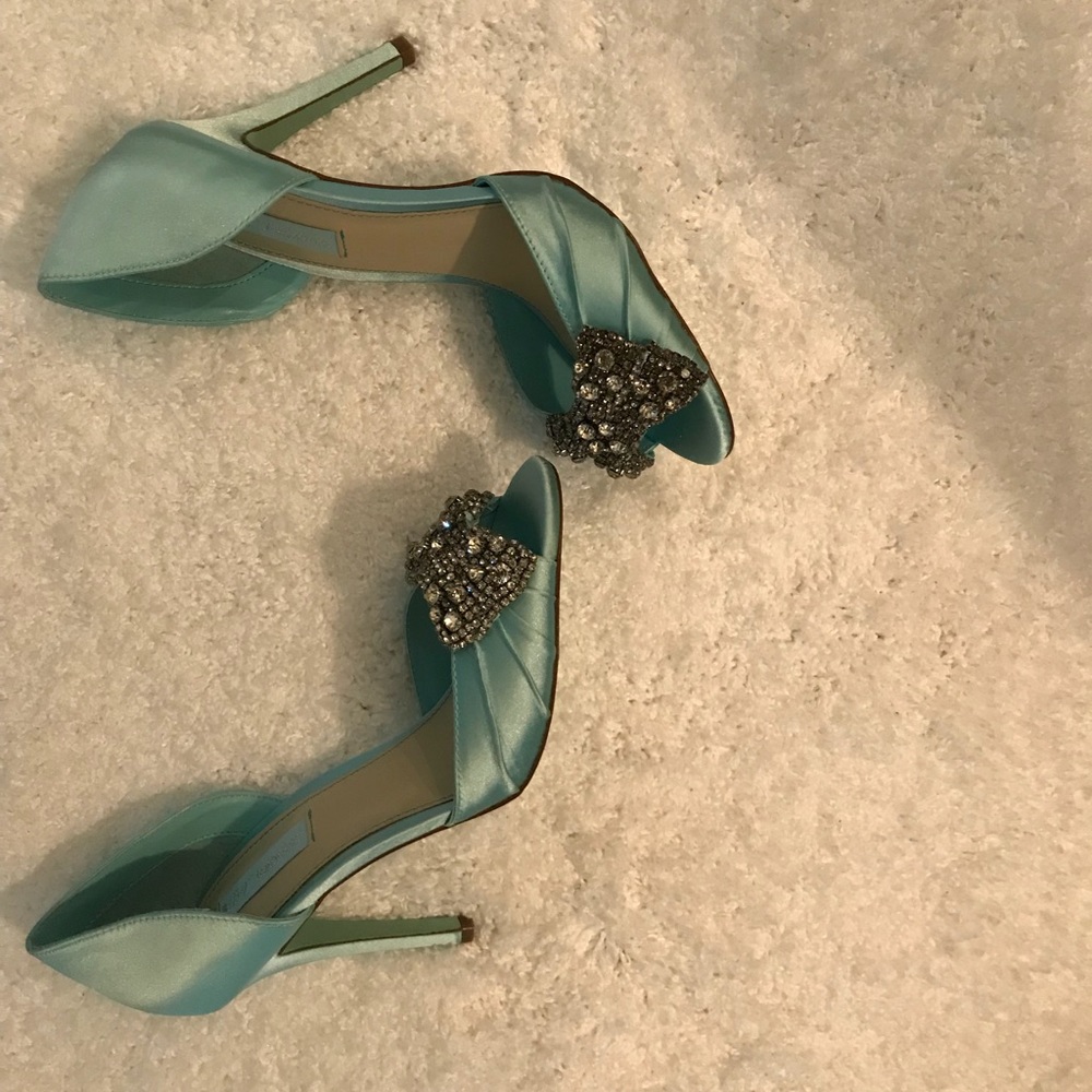 Betsey Johnson Satin Crystal Bow Shoes